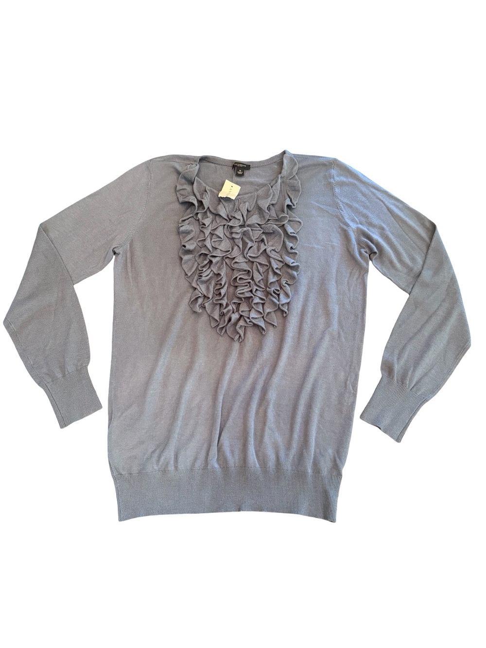 Ann Taylor Ruffled Front Crewneck Sweater NWT
